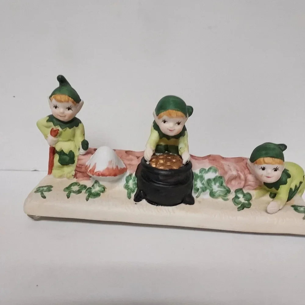 MSR Imports 1989 Vintage Porcelain Leprechaun Candle Holders - St. Patrick's Day